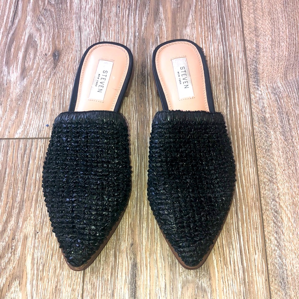 Steven By Steve Madden Black Textured Flats